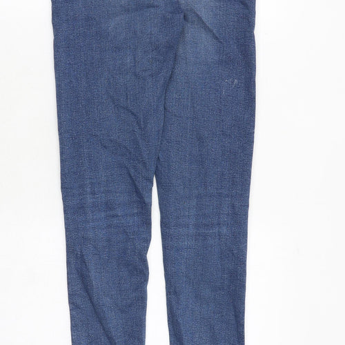 Topshop Womens Blue Cotton Skinny Jeans Size 28 in Regular Zip
