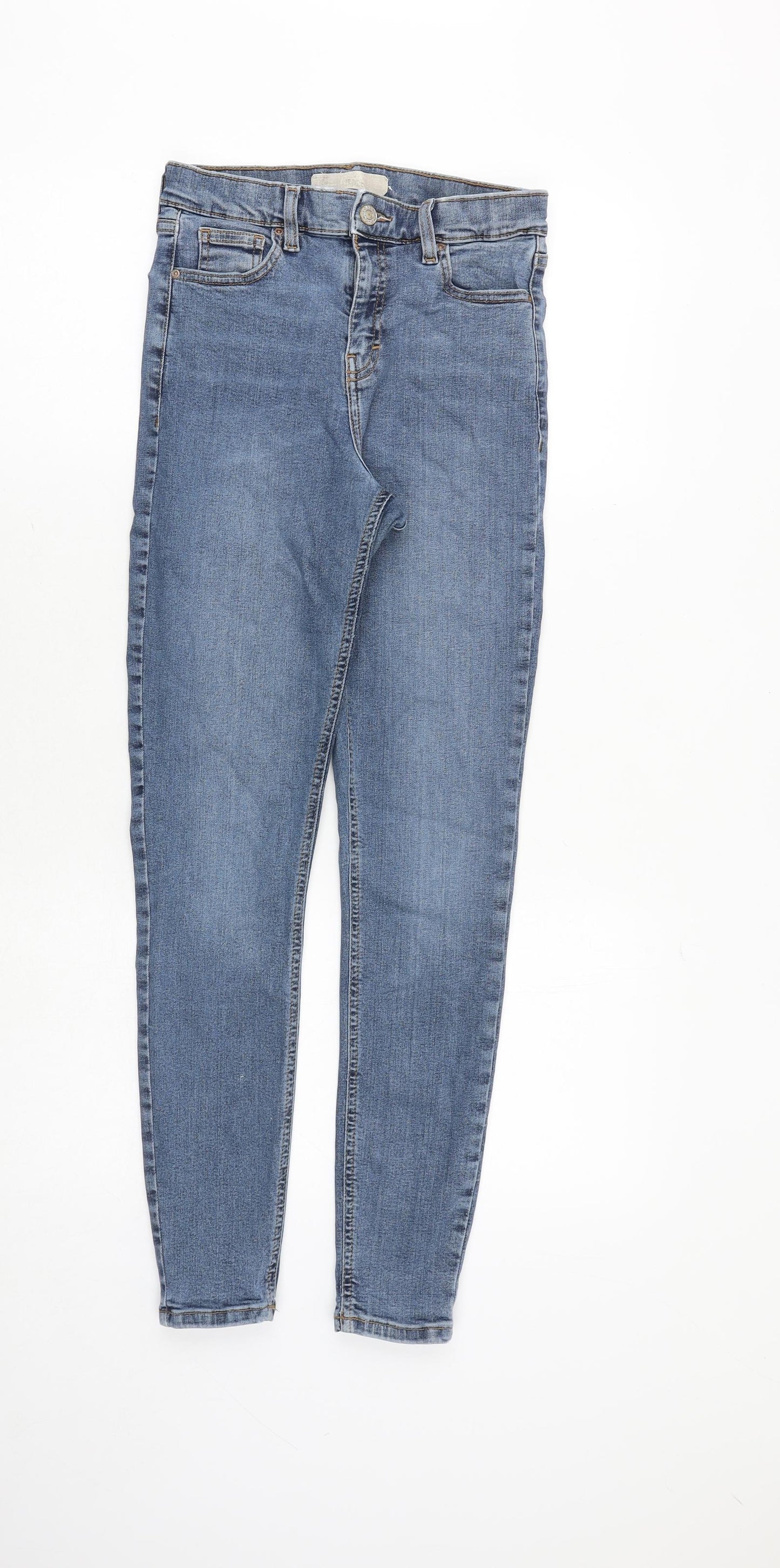 Topshop Womens Blue Cotton Skinny Jeans Size 26 in Regular Zip