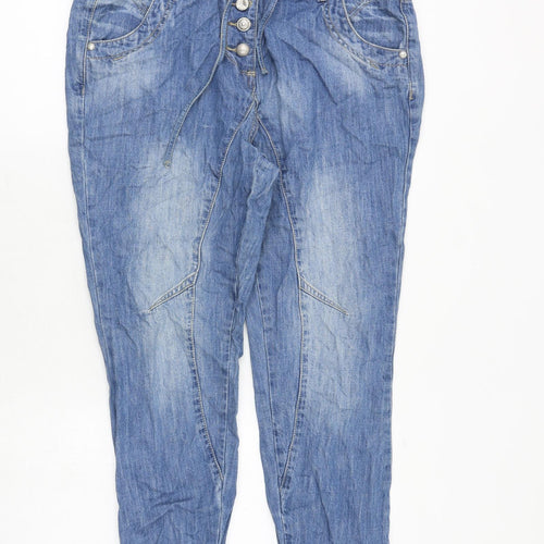 YESYES Womens Blue Cotton Tapered Jeans Size 12 Regular Button
