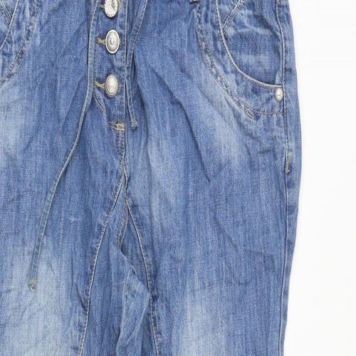 YESYES Womens Blue Cotton Tapered Jeans Size 12 Regular Button