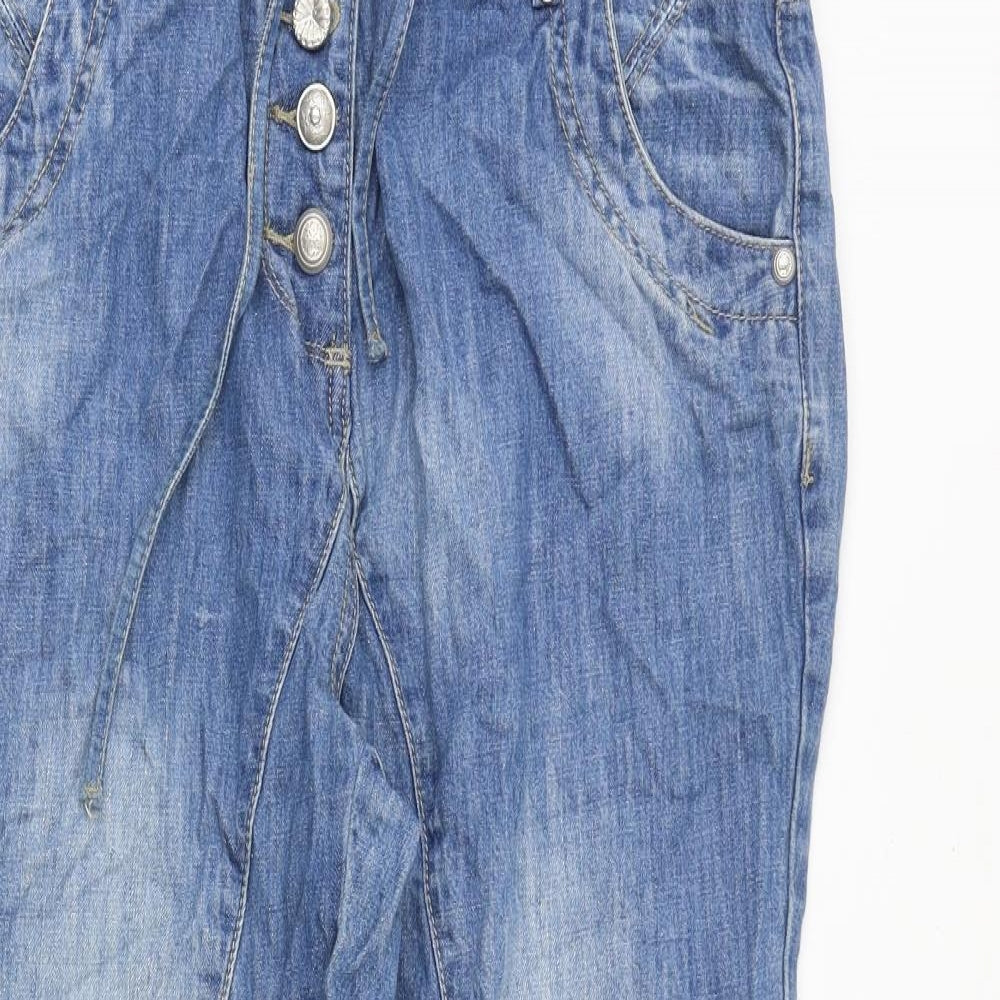 YESYES Womens Blue Cotton Tapered Jeans Size 12 Regular Button