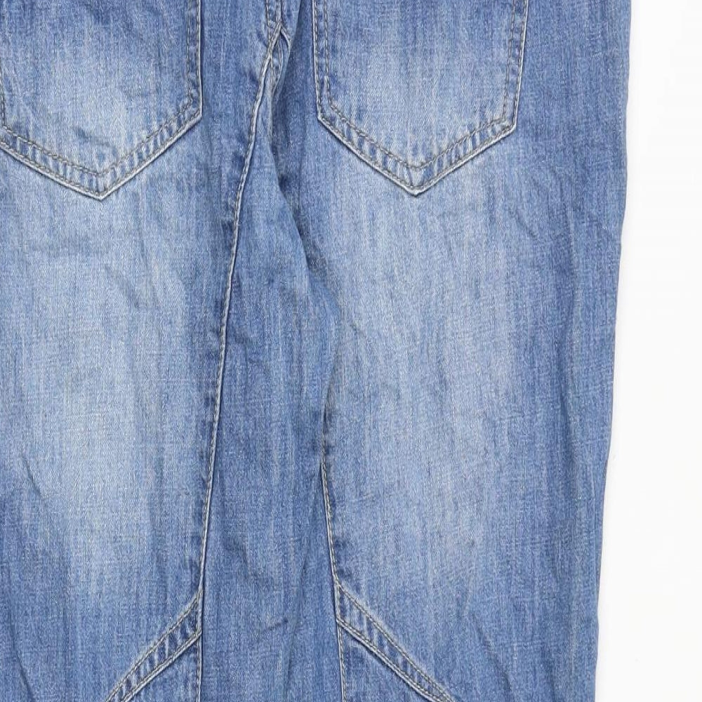 YESYES Womens Blue Cotton Tapered Jeans Size 12 Regular Button