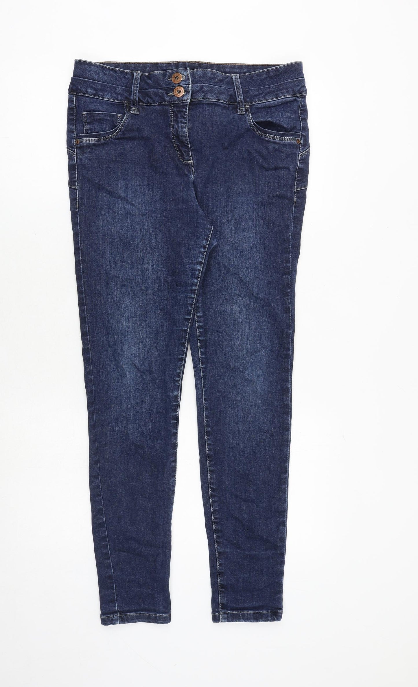 NEXT Womens Blue Cotton Skinny Jeans Size 16 Regular Zip