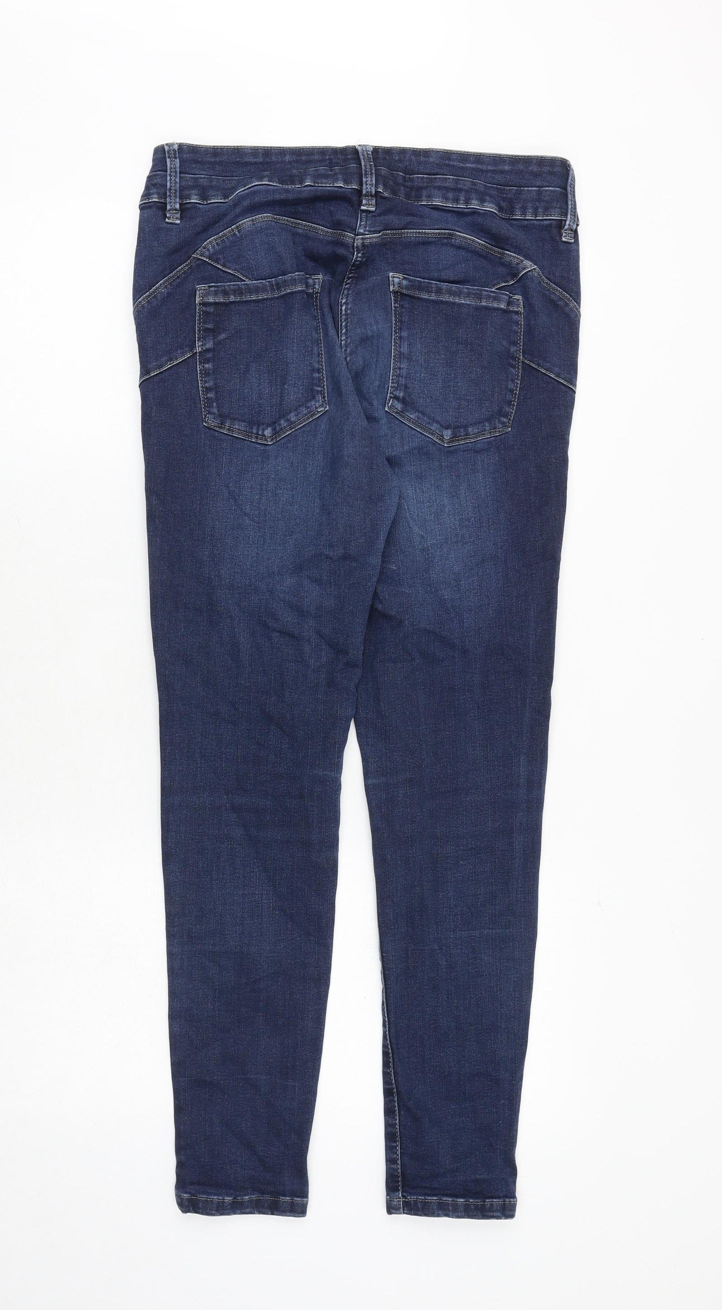 NEXT Womens Blue Cotton Skinny Jeans Size 16 Regular Zip