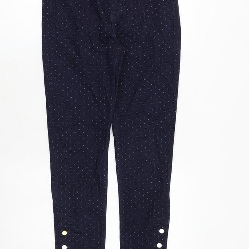 Marks and Spencer Womens Blue Geometric Cotton Skinny Jeans Size 8 Regular Zip