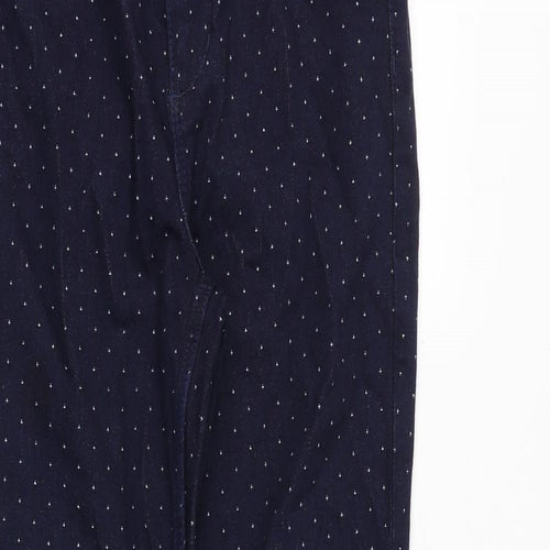 Marks and Spencer Womens Blue Geometric Cotton Skinny Jeans Size 8 Regular Zip