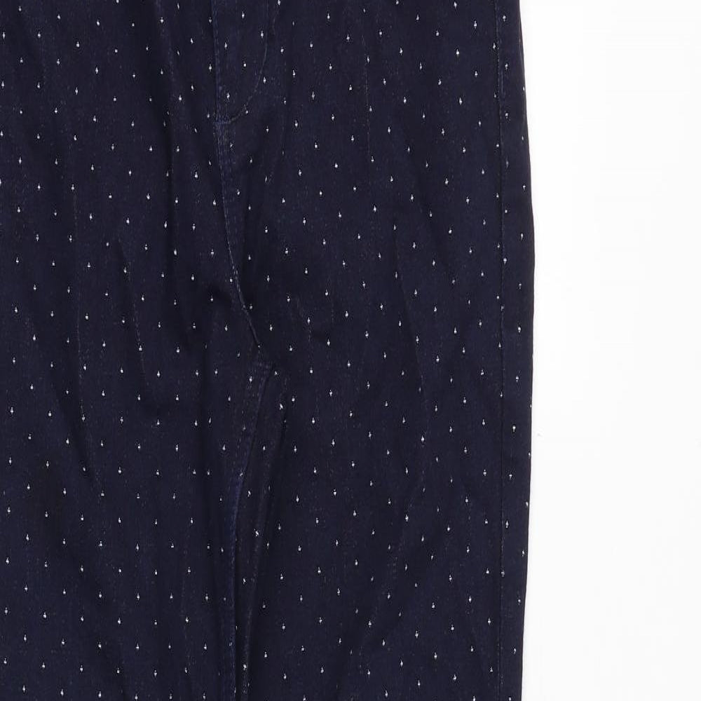 Marks and Spencer Womens Blue Geometric Cotton Skinny Jeans Size 8 Regular Zip