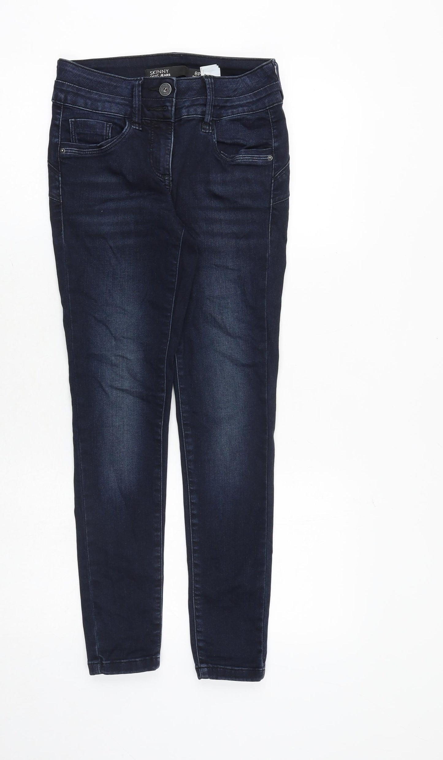 NEXT Womens Blue Cotton Skinny Jeans Size 8 Regular Zip