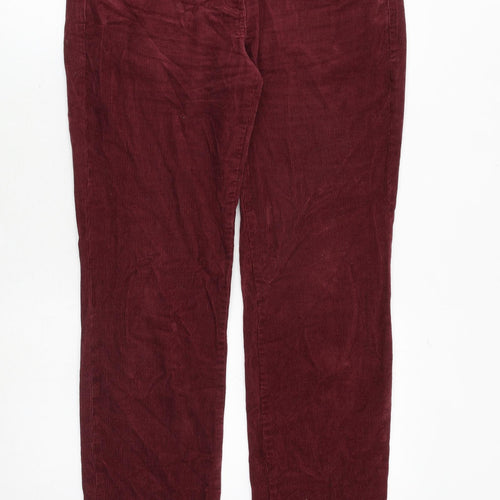 White Stuff Womens Red Cotton Trousers Size 12 Regular Zip