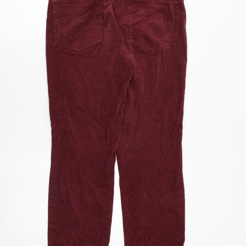 White Stuff Womens Red Cotton Trousers Size 12 Regular Zip