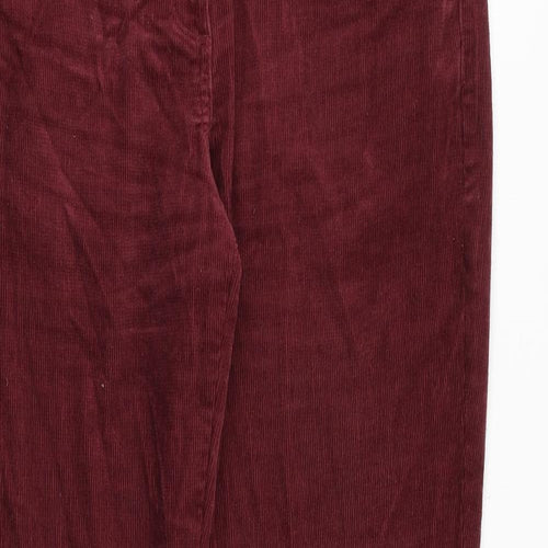 White Stuff Womens Red Cotton Trousers Size 12 Regular Zip