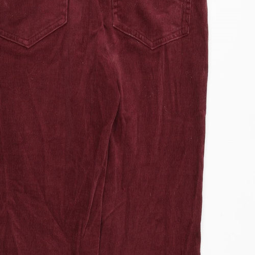 White Stuff Womens Red Cotton Trousers Size 12 Regular Zip