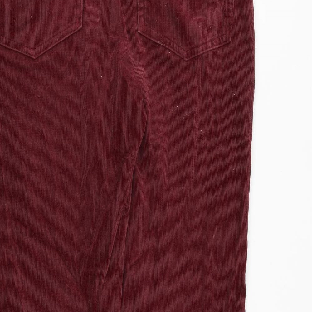 White Stuff Womens Red Cotton Trousers Size 12 Regular Zip