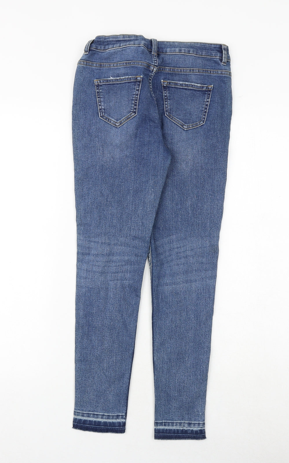 Marks and Spencer Girls Blue Cotton Skinny Jeans Size 11-12 Years Regular Zip