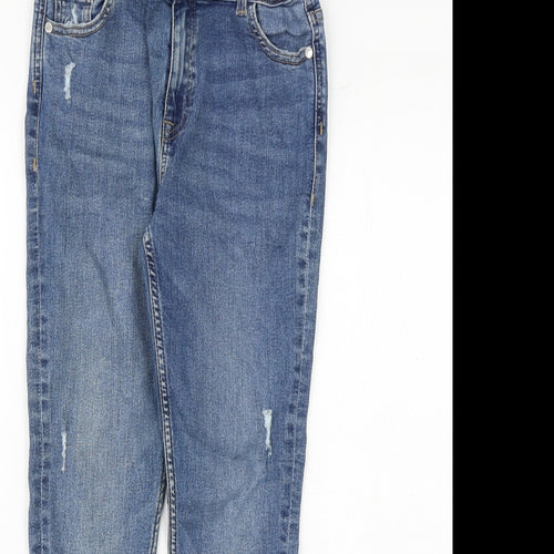 Marks and Spencer Girls Blue Cotton Skinny Jeans Size 11-12 Years Regular Zip