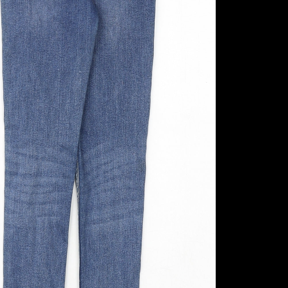 Marks and Spencer Girls Blue Cotton Skinny Jeans Size 11-12 Years Regular Zip