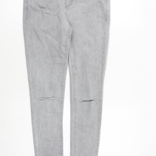Pull&Bear Womens Grey Cotton Skinny Jeans Size 10 Regular Zip