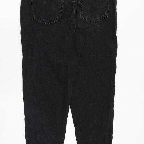 Marks and Spencer Womens Black Cotton Mom Jeans Size 12 Regular Zip