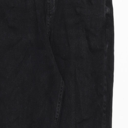 Marks and Spencer Womens Black Cotton Mom Jeans Size 12 Regular Zip
