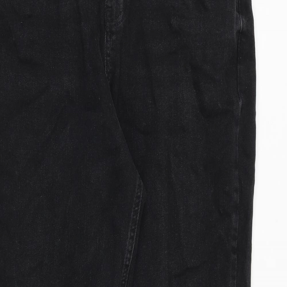 Marks and Spencer Womens Black Cotton Mom Jeans Size 12 Regular Zip