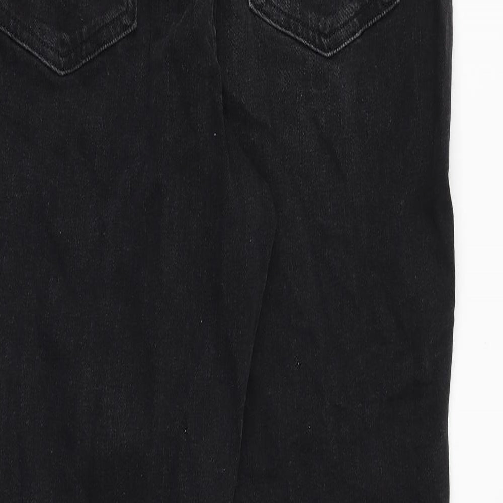 Marks and Spencer Womens Black Cotton Mom Jeans Size 12 Regular Zip
