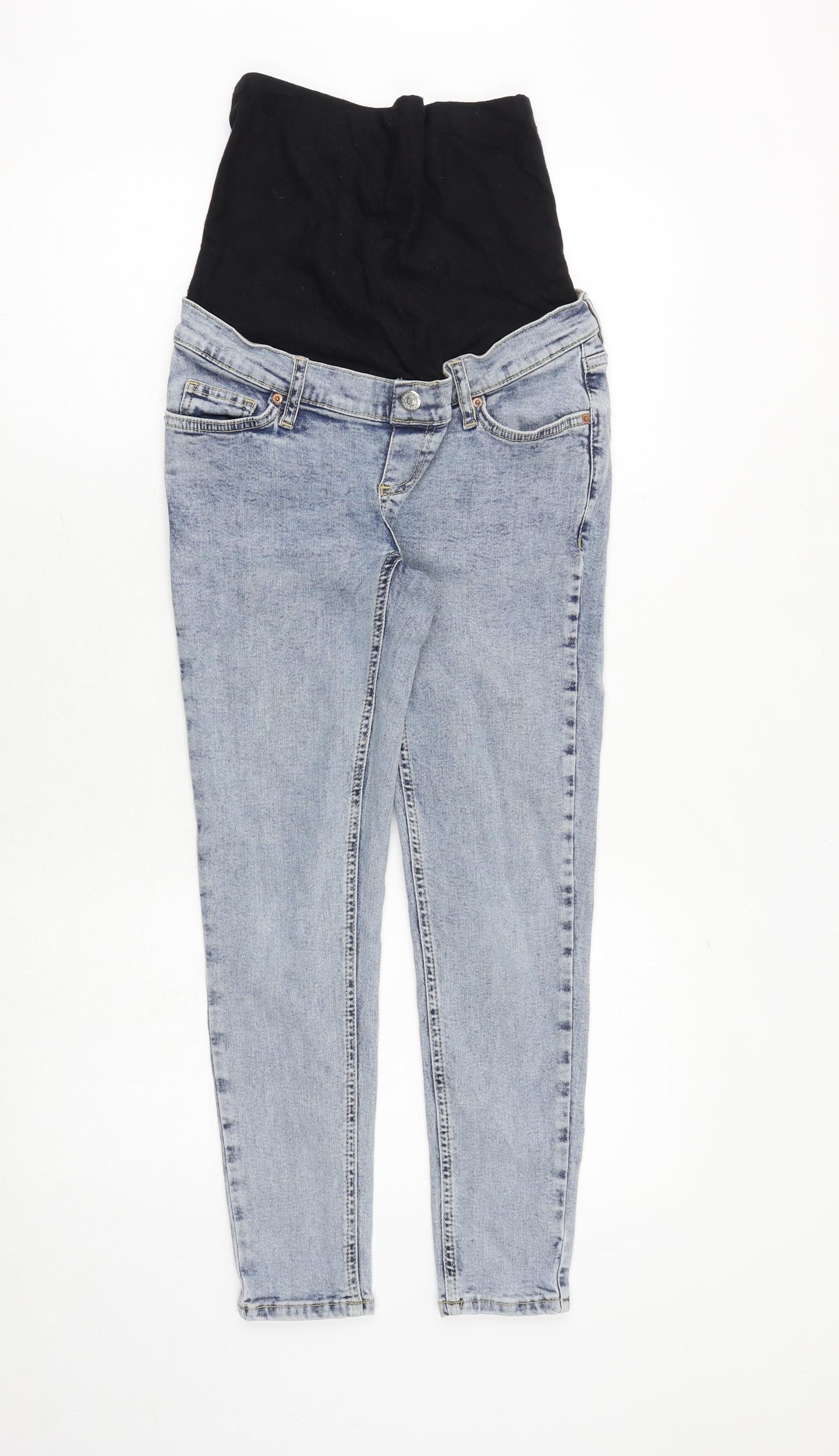 Topshop Womens Blue Cotton Skinny Jeans Size 26 in Regular Zip