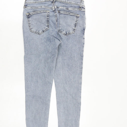 Topshop Womens Blue Cotton Skinny Jeans Size 26 in Regular Zip