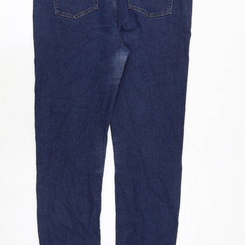 Marks and Spencer Womens Blue Cotton Straight Jeans Size 16 Regular Zip