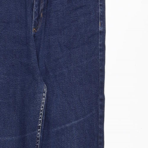 Marks and Spencer Womens Blue Cotton Straight Jeans Size 16 Regular Zip