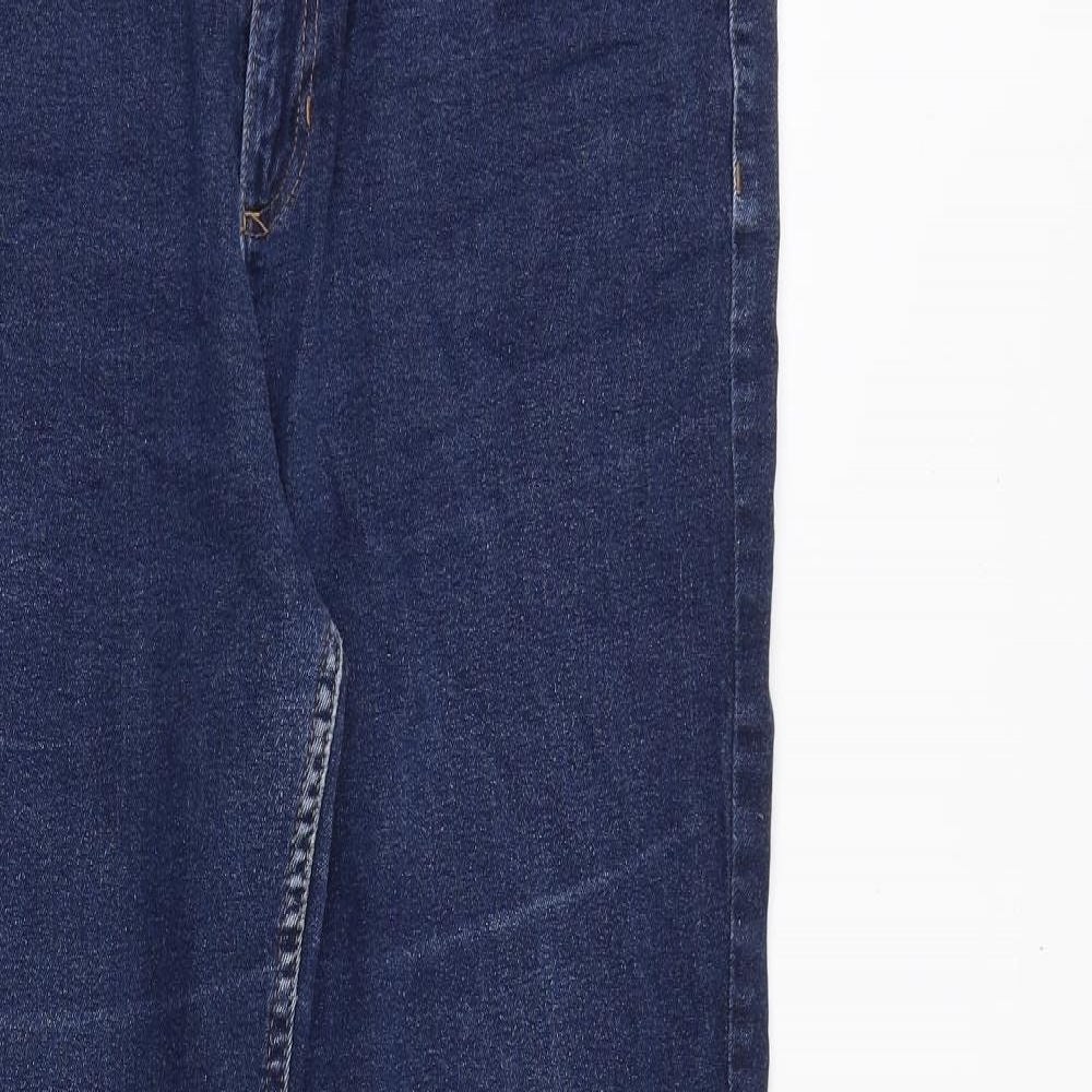 Marks and Spencer Womens Blue Cotton Straight Jeans Size 16 Regular Zip