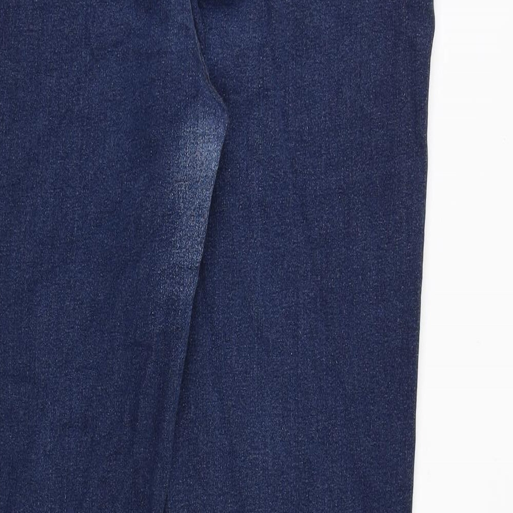 Marks and Spencer Womens Blue Cotton Straight Jeans Size 16 Regular Zip