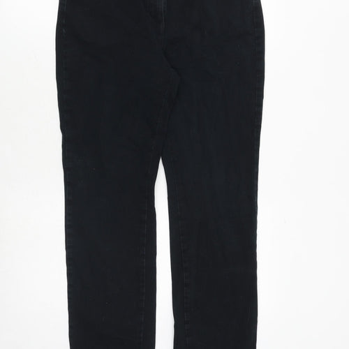 Marks and Spencer Womens Black Cotton Trousers Size 10 Regular Zip
