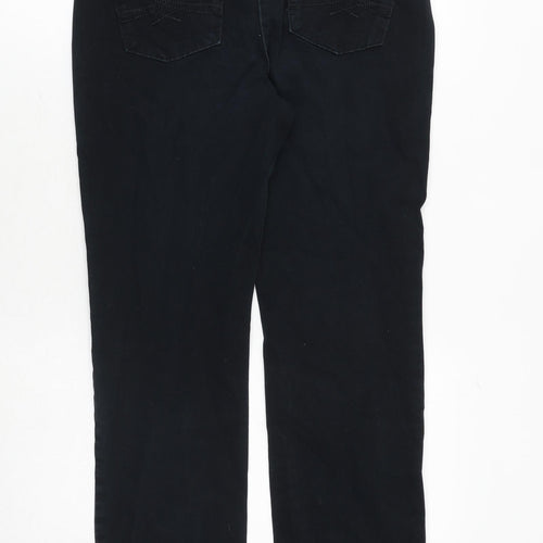 Marks and Spencer Womens Black Cotton Trousers Size 10 Regular Zip