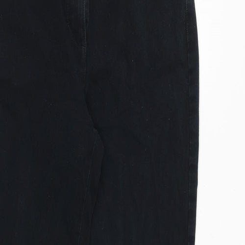 Marks and Spencer Womens Black Cotton Trousers Size 10 Regular Zip