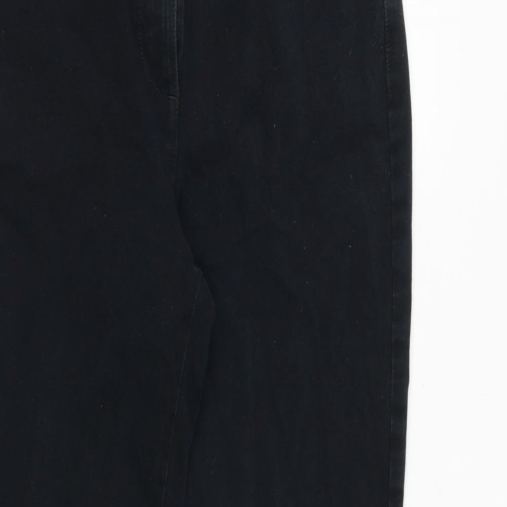 Marks and Spencer Womens Black Cotton Trousers Size 10 Regular Zip