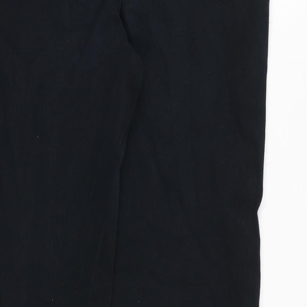 Marks and Spencer Womens Black Cotton Trousers Size 10 Regular Zip