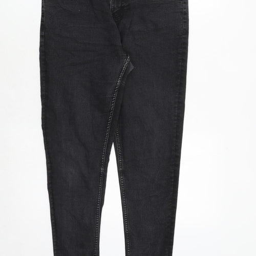 Marks and Spencer Womens Black Cotton Skinny Jeans Size 12 Regular Zip