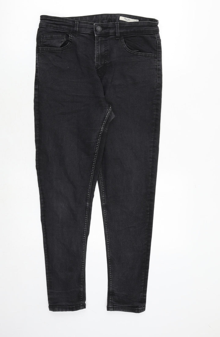 Marks and Spencer Womens Black Cotton Skinny Jeans Size 12 Regular Zip