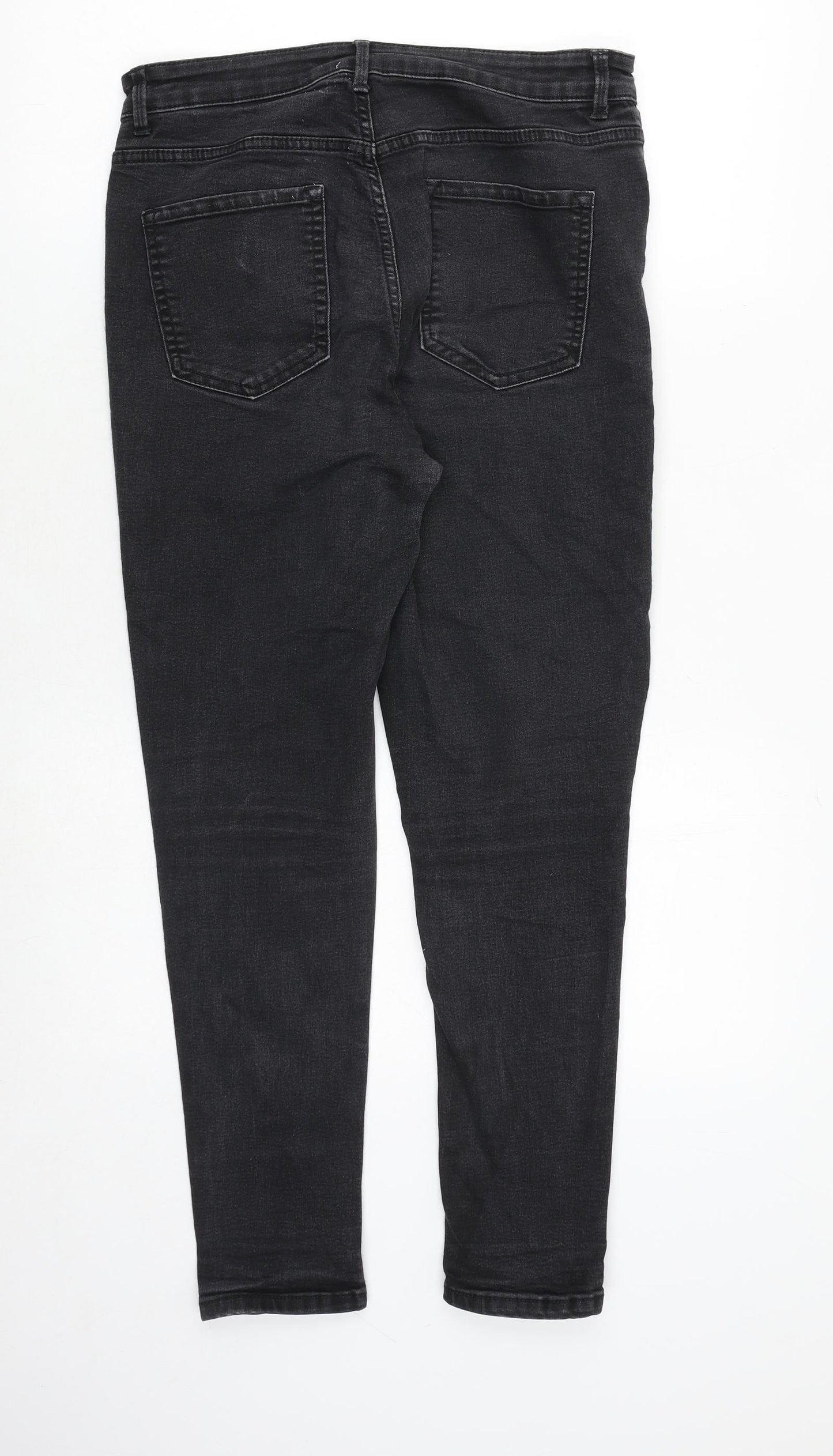 Marks and Spencer Womens Black Cotton Skinny Jeans Size 12 Regular Zip