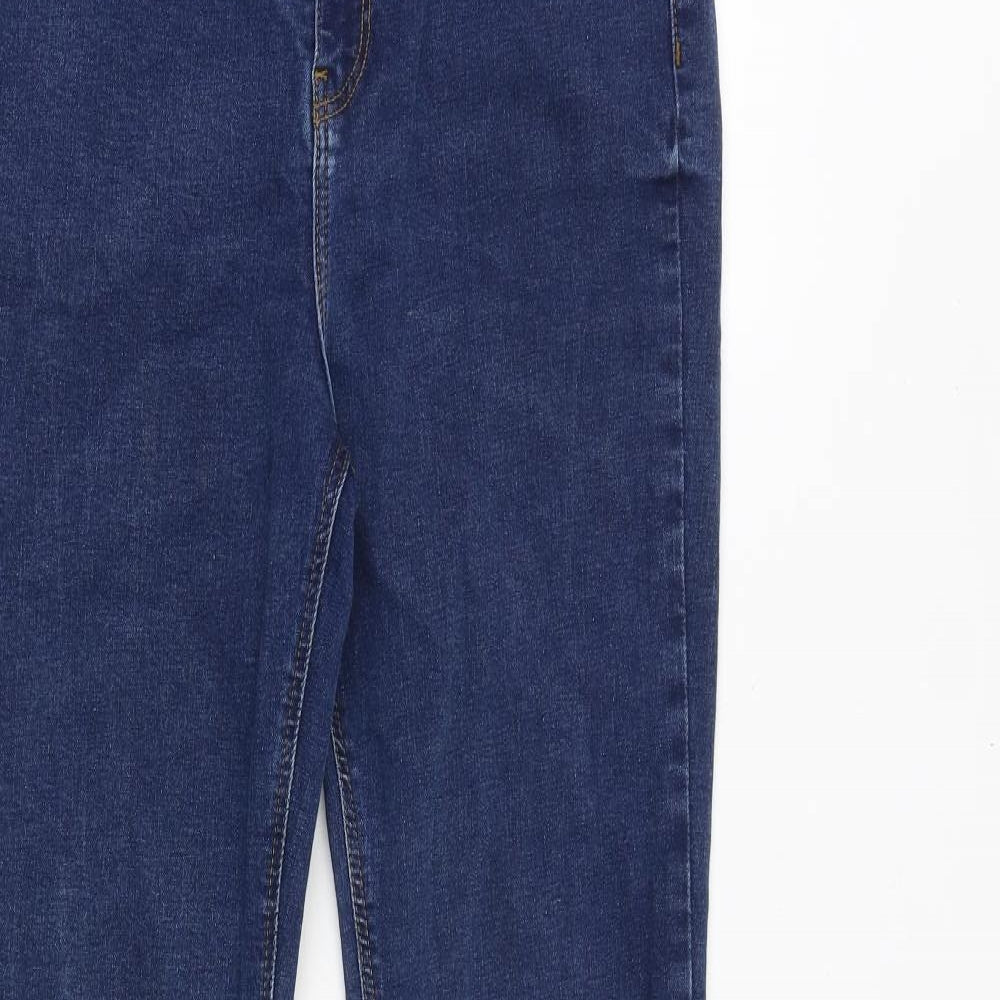 River Island Womens Blue Cotton Flared Jeans Size 14 Regular Zip