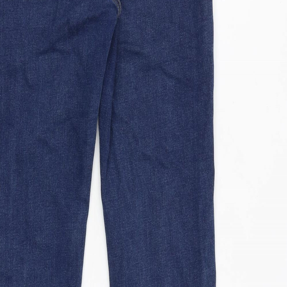 River Island Womens Blue Cotton Flared Jeans Size 14 Regular Zip