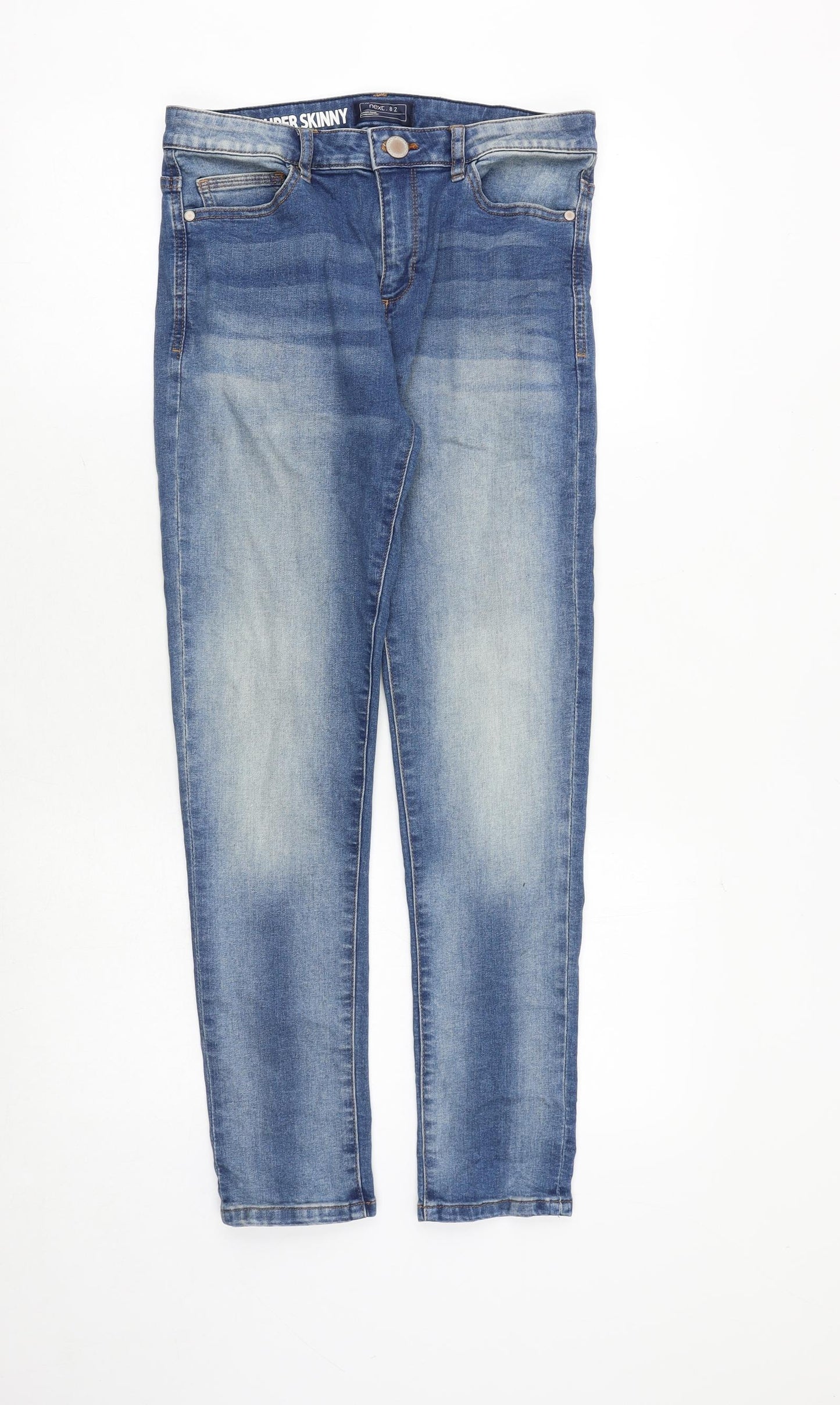 NEXT Boys Blue Cotton Skinny Jeans Size 14 Years Regular Zip