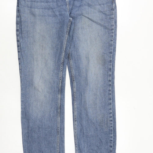 NEXT Womens Blue Cotton Straight Jeans Size 16 Regular Zip