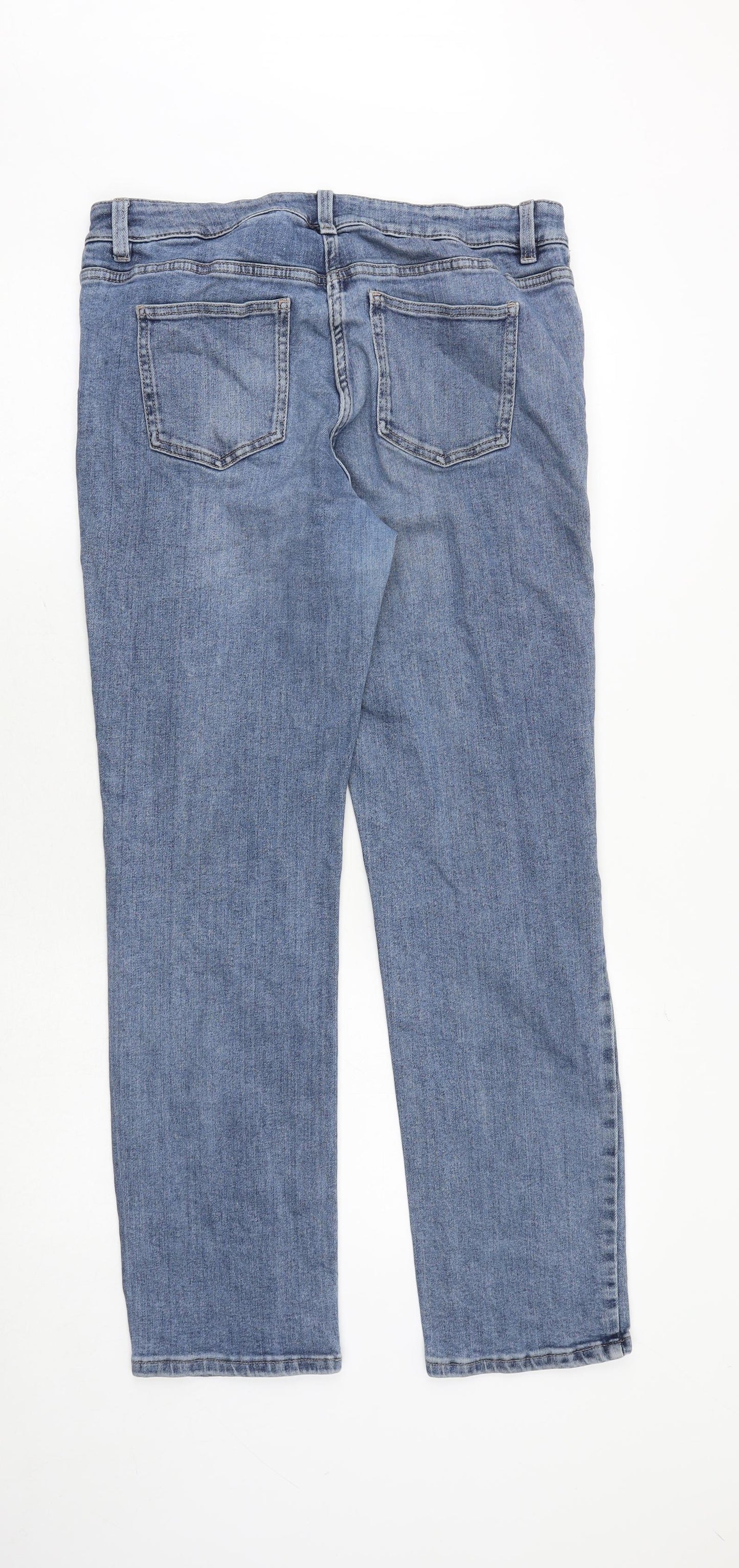 NEXT Womens Blue Cotton Straight Jeans Size 16 Regular Zip