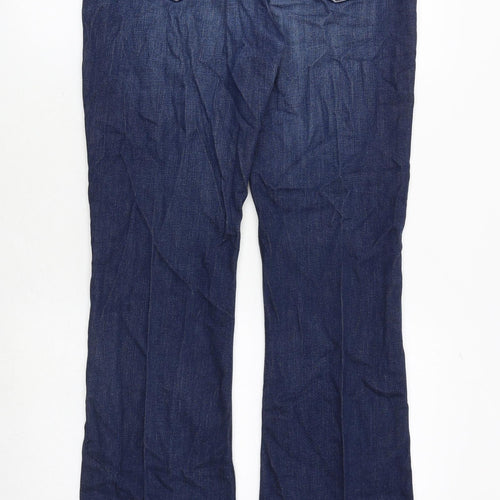 Marks and Spencer Womens Blue Cotton Bootcut Jeans Size 12 Slim Zip