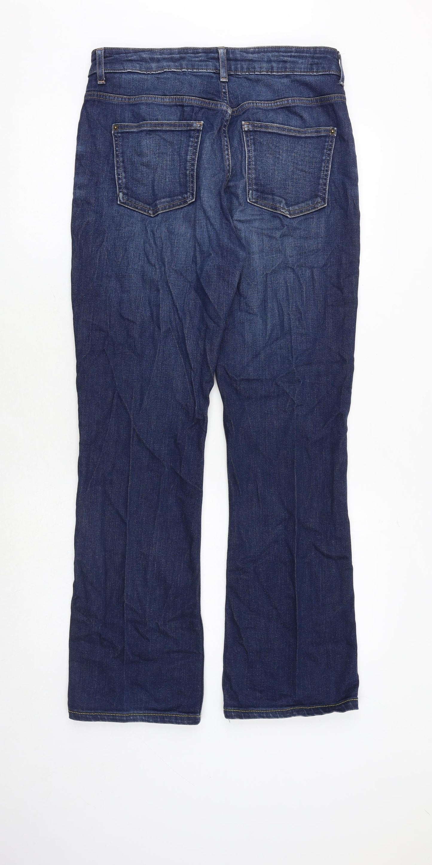 Marks and Spencer Womens Blue Cotton Bootcut Jeans Size 12 Slim Zip