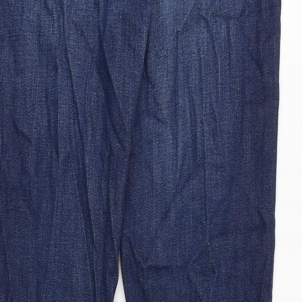 Marks and Spencer Womens Blue Cotton Bootcut Jeans Size 12 Slim Zip
