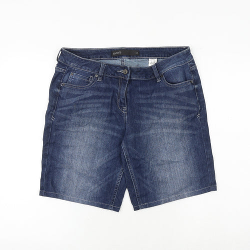 NEXT Womens Blue Cotton Boyfriend Shorts Size 12 Regular Zip