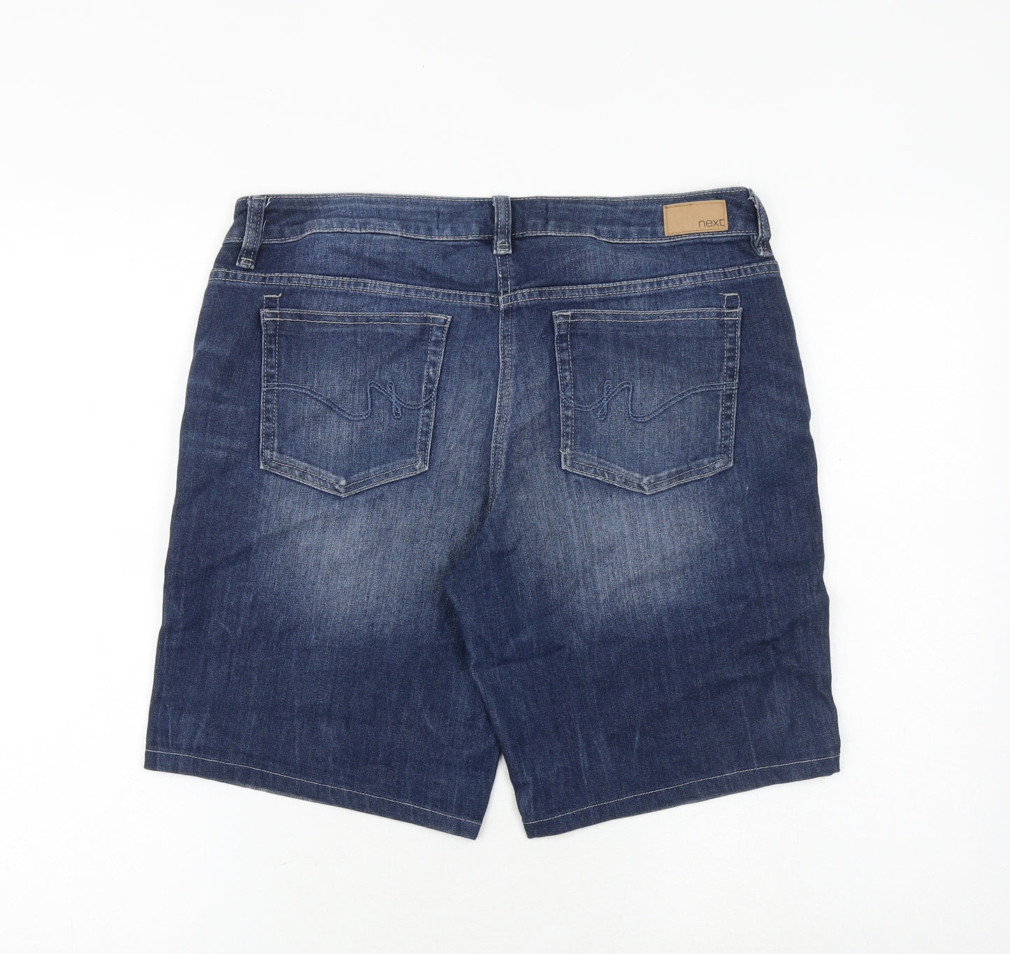 NEXT Womens Blue Cotton Boyfriend Shorts Size 12 Regular Zip