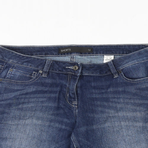 NEXT Womens Blue Cotton Boyfriend Shorts Size 12 Regular Zip